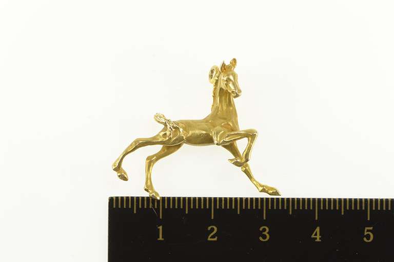 14K Yellow Gold 3D Prancing Pony Horse Equestrian Foal Charm/Pendant