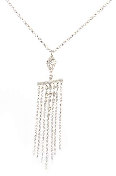 New White Gold Gabriel & Co Row Fringe Dangle Pendant Necklace