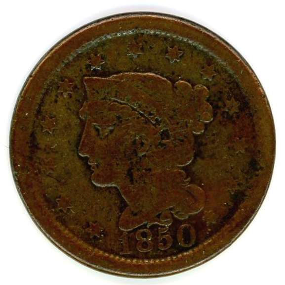 1850 Braided Hair Large Cent