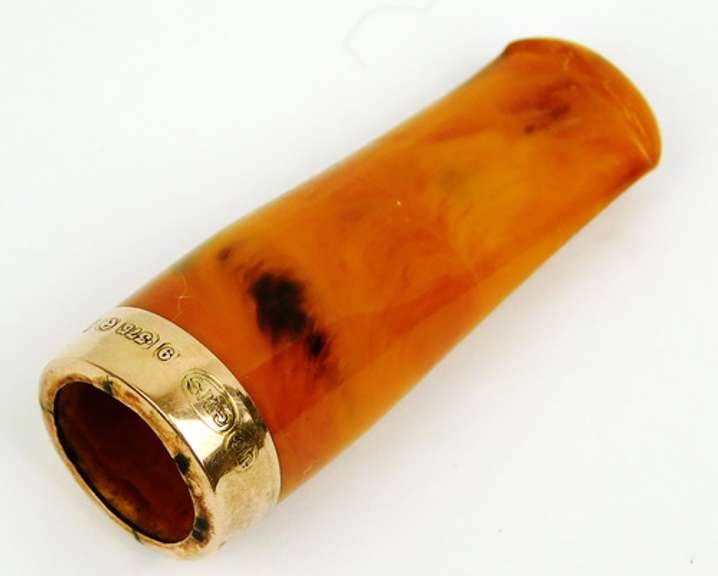 Antique English 9CT Gold Charoot Cigar Holder