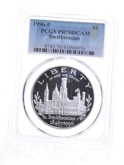 PR70 DCAM 1996-P Smithsonian 150th Anniv Commemorative Dollar - PCGS