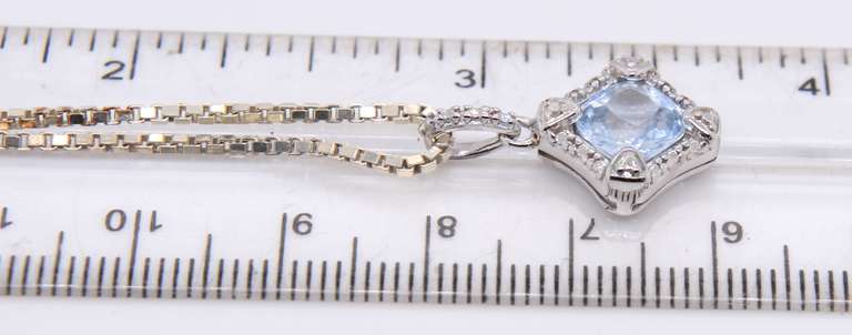 Vintage Sterling Silver Cubic Zirconia Pendant on Italian Box Chain