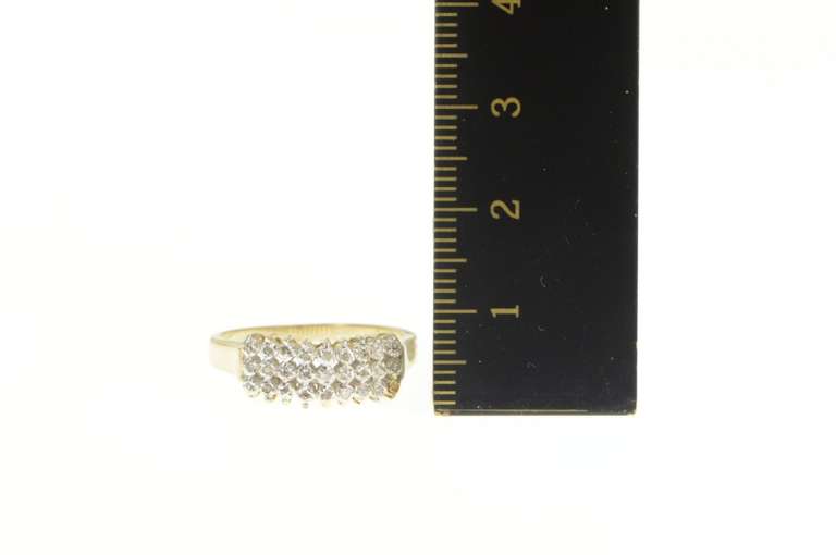 10K Yellow Gold Tiered Diamond Squared Row Band Ring