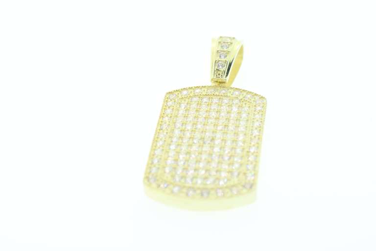 MENS STERLING WITH CRYSTALS DOG TAG- HEAVY.
