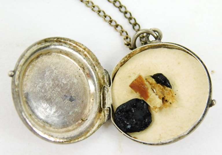 Antique French Sterling Reliquary Relic Pendant & Chain