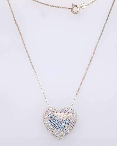 Vintage Sterling Silver Heart Shaped pendant on Chain