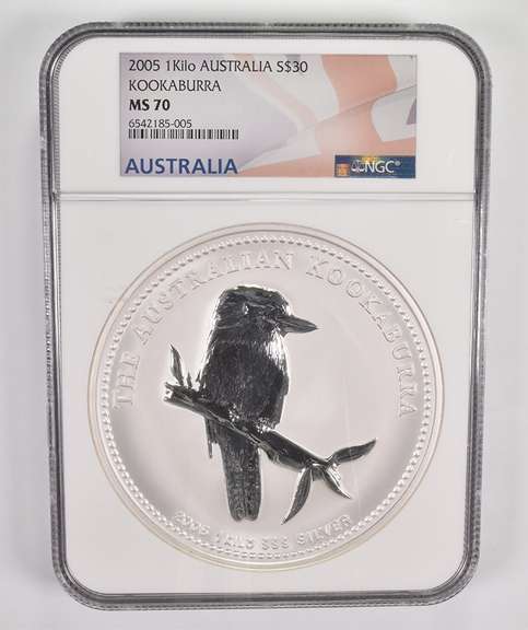MS70 2005 Australia 30 Dollars 1 Kilo .999 Fine Silver Kookaburra NGC