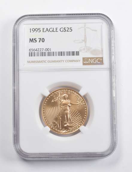 MS70 1995 $25 American Gold Eagle 1/2 Oz. .999 Fine Gold NGC