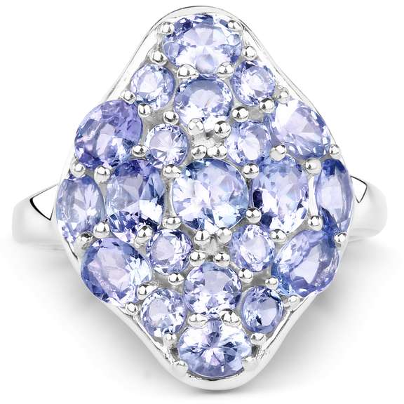 Plated Rhodium 2.69ctw Tanzanite Ring