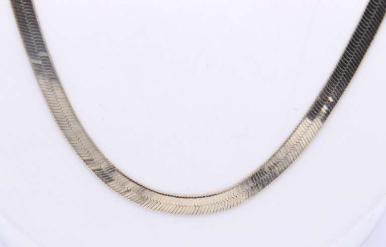 Vintage Italian Sterling Silver Herringbone Necklace