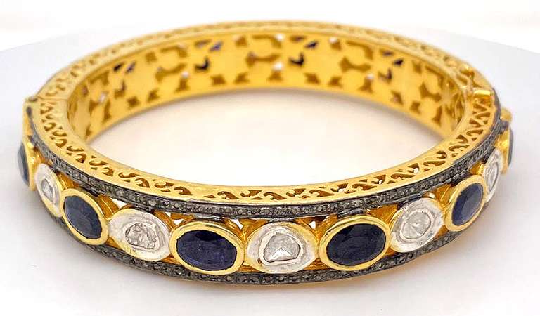 Alluring Sapphire and Diamond Bangle Bracelet