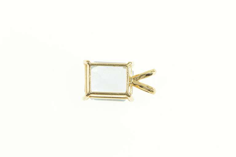 14K Yellow Gold 3.50 Ct Natural Emerald Cut Aquamarine Pendant