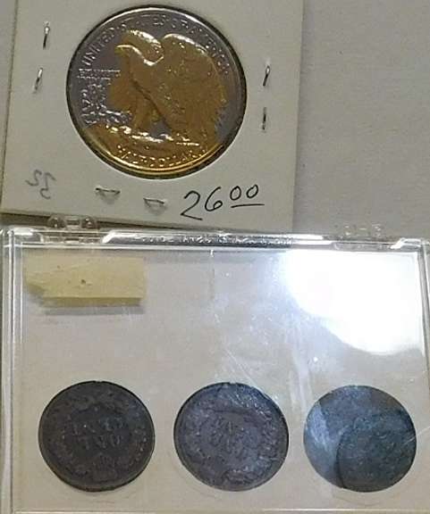 1946 Gold Plated Walker Hf & 3 ea Indian Cents
