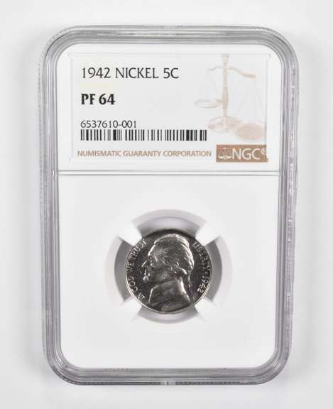 PF64 1942 Jefferson Nickel - Graded NGC