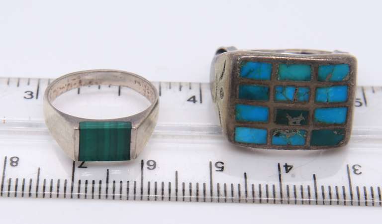 Vintage Sterling Silver Lot of 2 Turquoise Rings