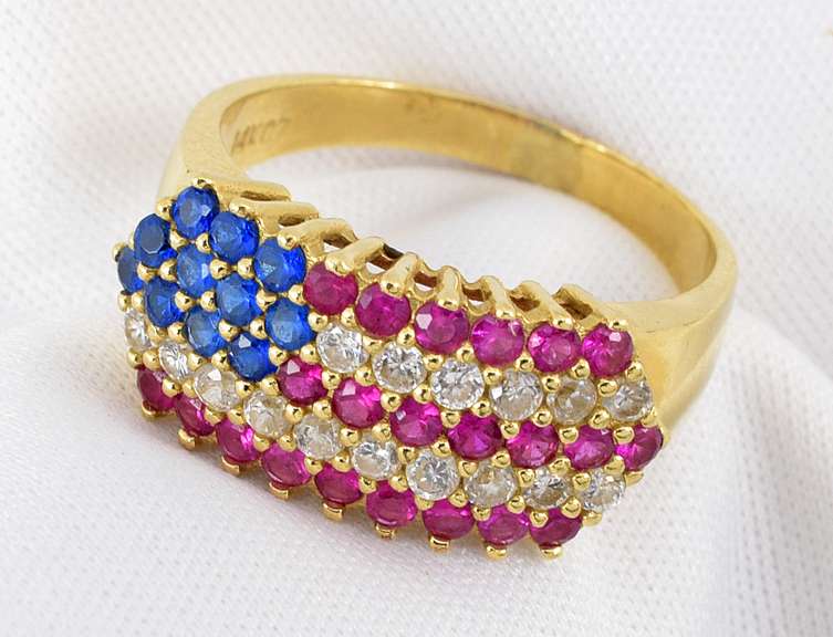 Fun 14k American Flag Ring
