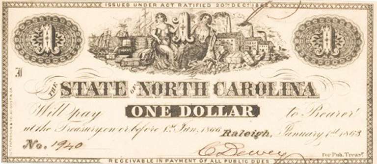 Crisp Exceptional 1800'S $1 State Bank Of North Carolina Raleigh!