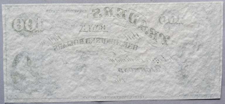$ 100 Traders Bank of Richmond Circa 1860 Proof or Remainder Note