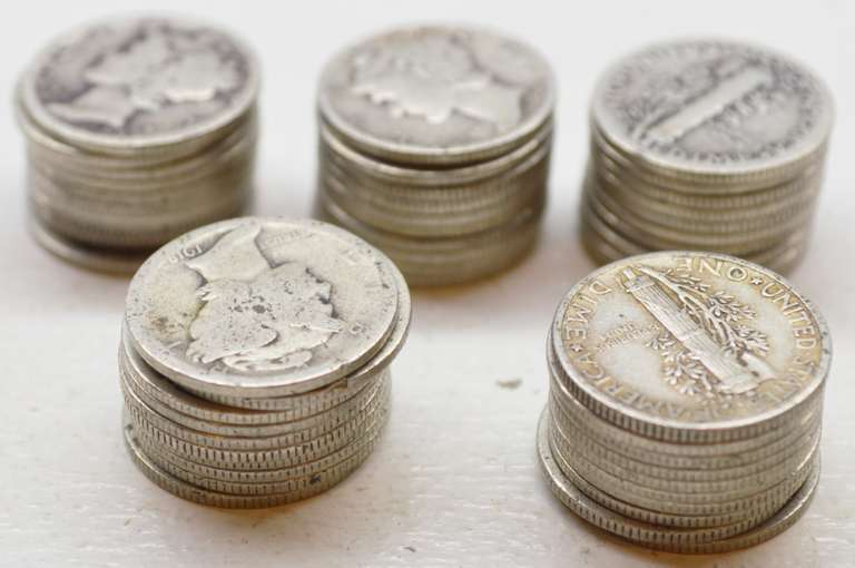Lot of 50 assorted Old Winged-Head Mercury Dimes