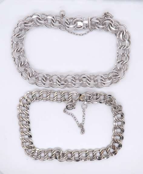 Group Lot of 2 Vintage 925 Sterling Silver Signed Bracelets