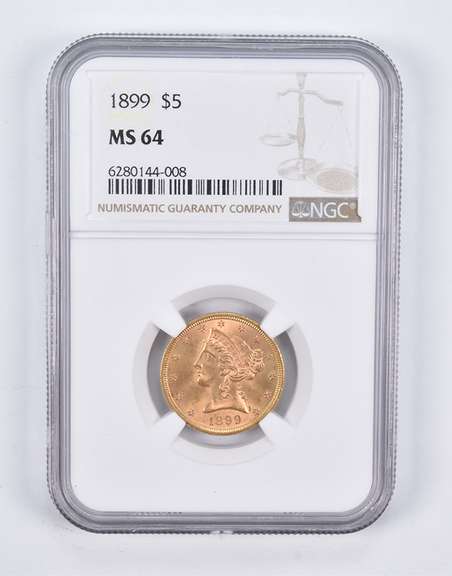 MS64 1899 $5 Liberty Head Gold Half Eagle NGC
