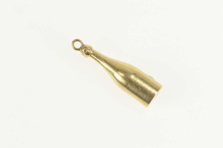 14K Yellow Gold 3D Wine Bottle Sommelier Vino Charm/Pendant