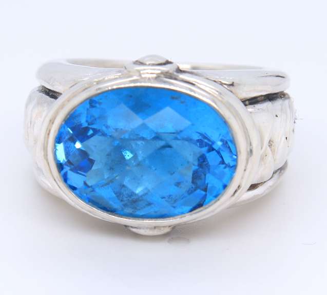 Sterling Silver Scott Kay oval Blue Topaz Ring