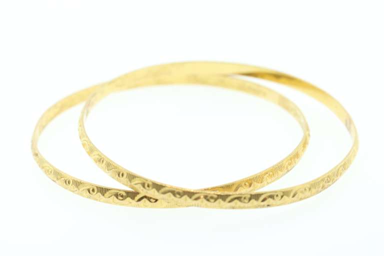 Impressive Pair of 22k Gold Bangle Bracelets