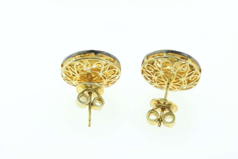Exquisite Mine Cut Diamond Molded Halo Earrings with Gold Plated Silver