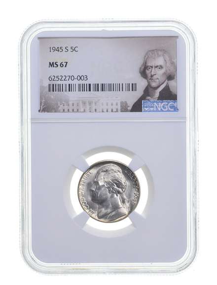 MS67 1945-S Jefferson Nickel - Graded NGC