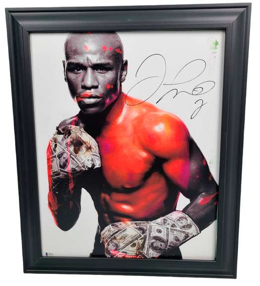 Floyd Money Mayweather Jr. Autographed Painting Art Print Framed Canvas  BAS