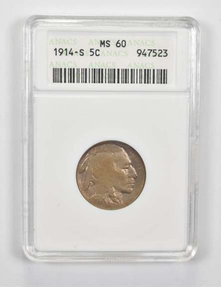 MS60 1914-S Indian Head Buffalo Nickel - Graded ANACS