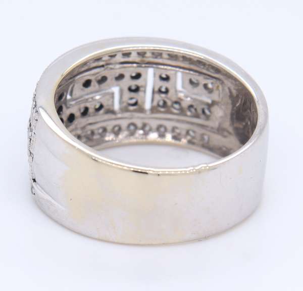 Fantastic White Gold Grey and White Diamond Greek Key Style Band