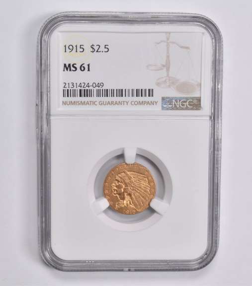 MS61 1915 $2.50 Indian Head Gold Quarter Eagle NGC