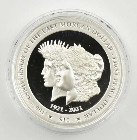 2021 Morgan & Peace Dollar 100th Anniv Commem. 2 Oz Silver UHR Pf OGP