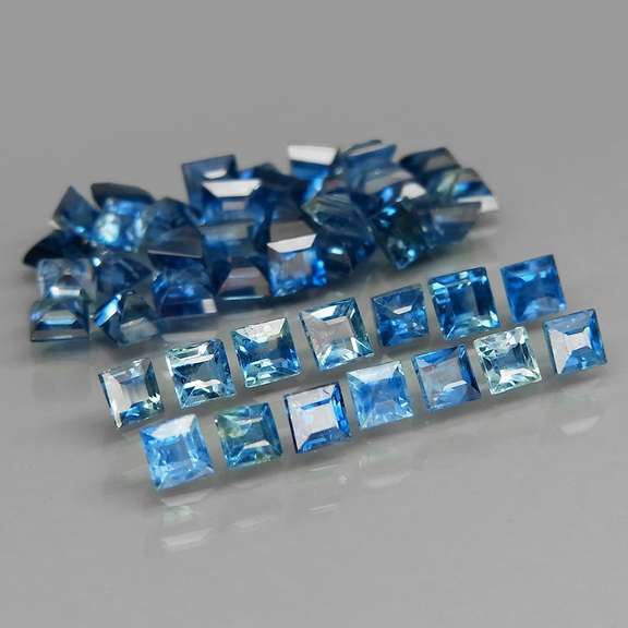 Vivid blue 3.78ct princess cut Sapphire set