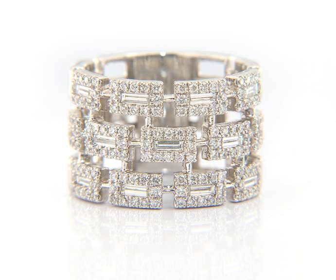 Absolutelty Gorgeous White Gold Multi Row Diamond Band Gabriel & Co