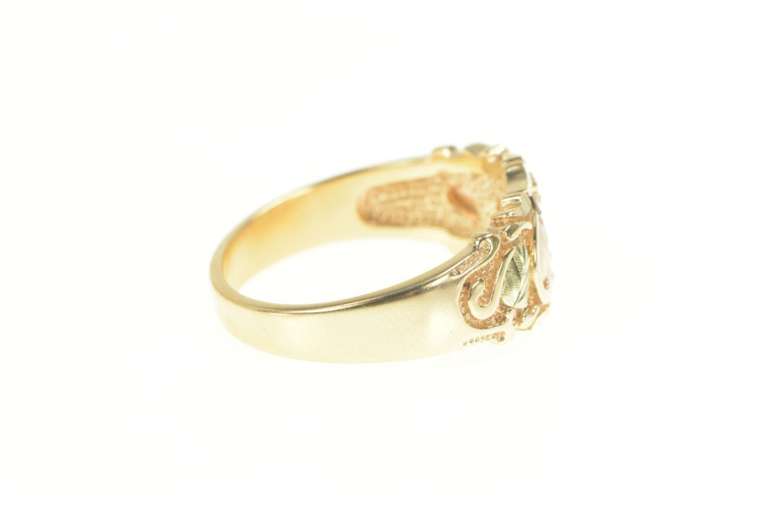 10K Yellow Gold Black Hills Leaf Wavy Statement Band Ring