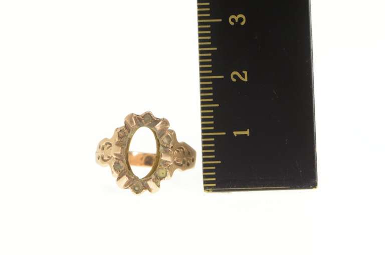 10K Yellow Gold Victorian Ornate Seed Pearl Engagement Setting Ring