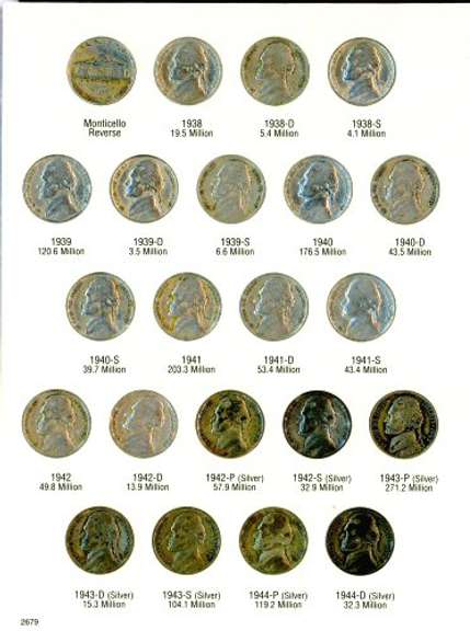 Album of 66 Nice Jefferson Nickels 1938-1961-D w/War Nickels