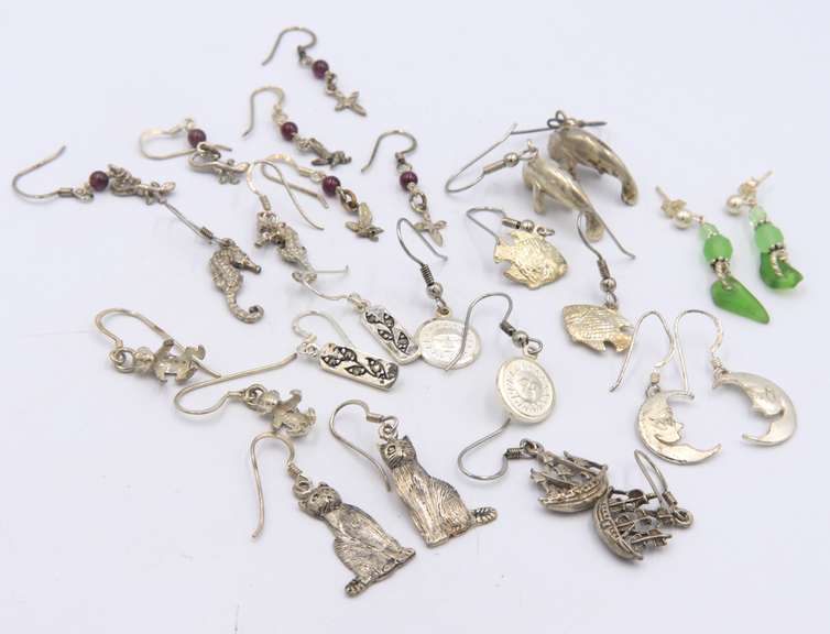 Big Group Lot of Vintage Sterling Silver Earrings