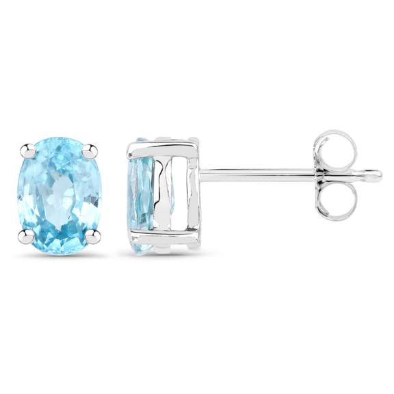 Plated Rhodium 2.40ctw Blue Zircon Earrings
