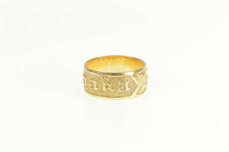 14K Yellow Gold Topaka Ornate Floral Pattern Polynesian Name Ring