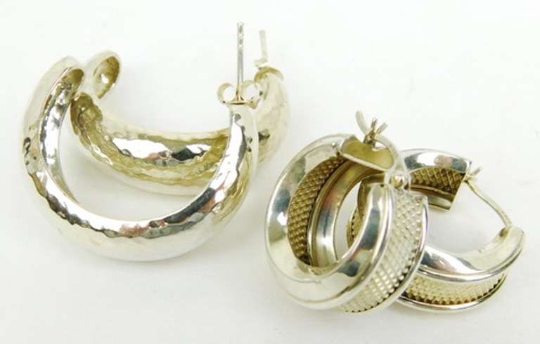 2 Pairs of Sterling Silver Hoop Earrings