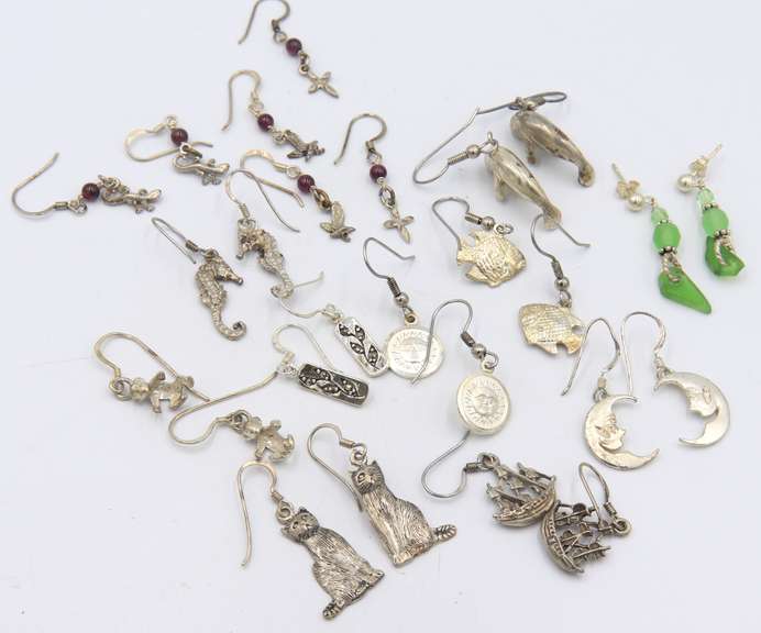 Big Group Lot of Vintage Sterling Silver Earrings