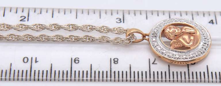 Vintage Sterling Silver Baby Angle Pendant on Chain