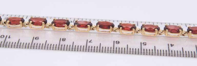 Gorgeous Yellow Gold Garnet Link Bracelet