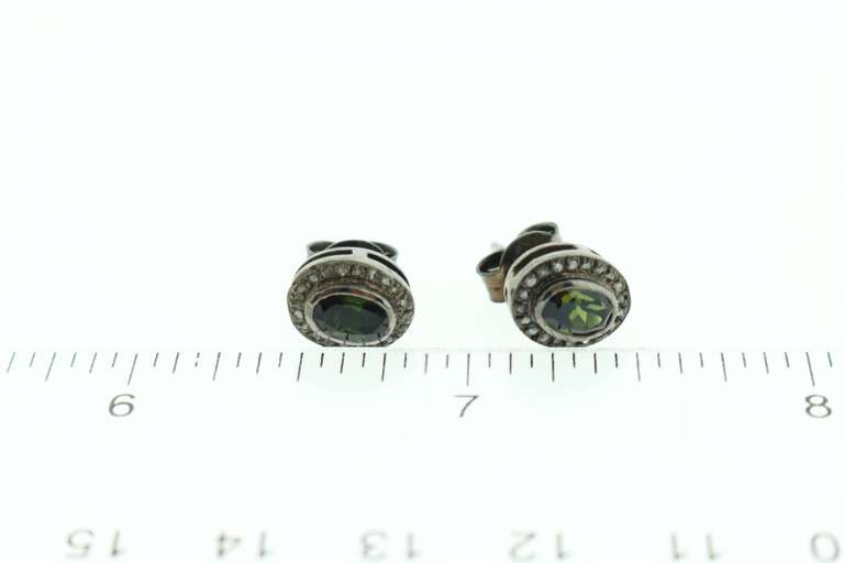 Bewitching Dark Silver Aqua Earrings with Diamond Accents