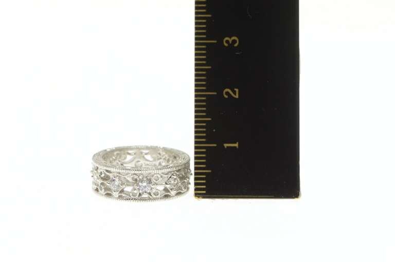 Sterling Silver Elaborate Filigree Ornate Wedding Band Ring