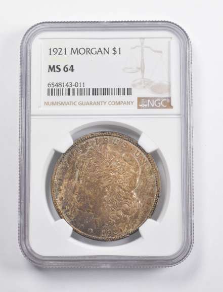MS64 1921 Morgan Silver Dollar NGC - Awesome Color